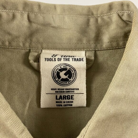 Vintage G Unit Khaki Shirt Men's Large Button Down Up Safari Cotton Poplin - Picture 8 of 13